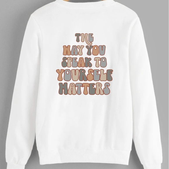 Positive Self Talk “babe” mental health graphic crewneck sweatshirt medium - Picture 5 of 11